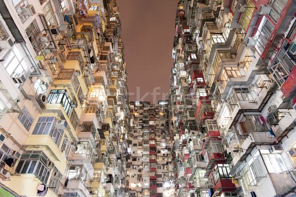 Foto stock: Lotado · Hong · Kong · colorido · edifício · grupo · negócio