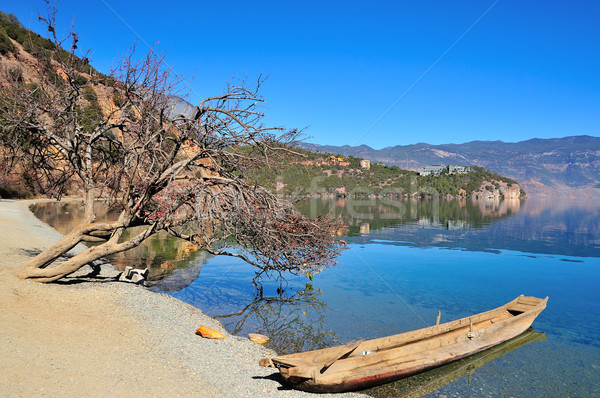 Lago cielo forestales naturaleza montana azul Foto stock © paulwongkwan