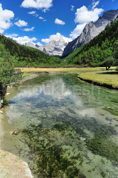 Tibet neige montagne rivière Chine ciel [[stock_photo]] © paulwongkwan