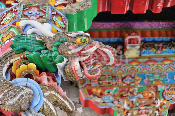 Colorido dragón templo China fondo azul Foto stock © paulwongkwan