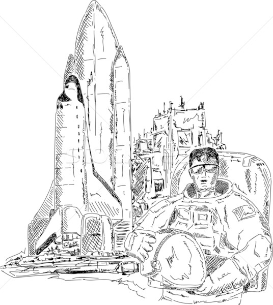 Astronauta vetor espaço mão desenhar viajar Foto stock © pavelmidi