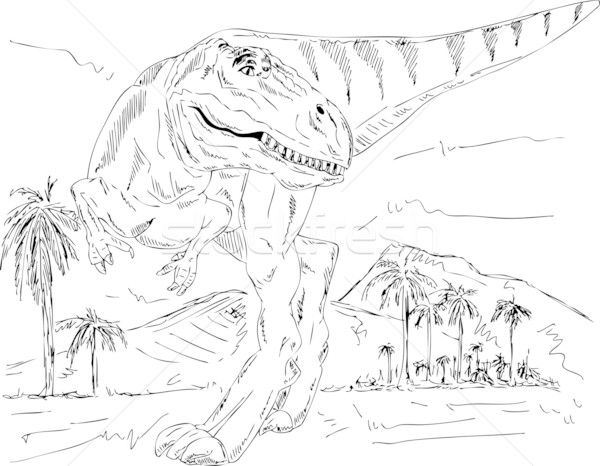 Dinossauro caminhada vetor natureza montanhas animal Foto stock © pavelmidi