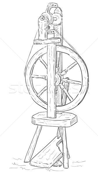 Wool spinning wheel Stock photo © pavelmidi