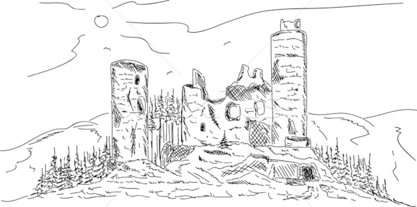 Ancient Ruins Vector Illustration C Pavel Bortel Pavelmidi Stockfresh