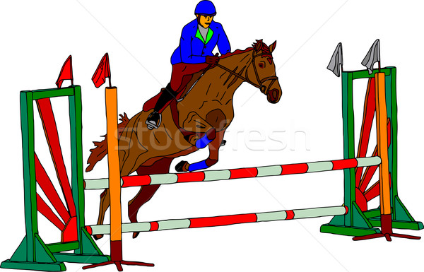 horse jumping Stock photo © pavelmidi