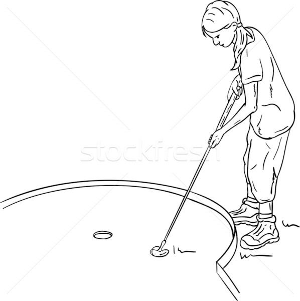 Foto stock: Menina · golfe · vetor · jovem · mini · isolado