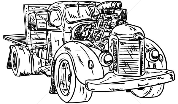 Auto vector retro groot motor ontwerp Stockfoto © pavelmidi