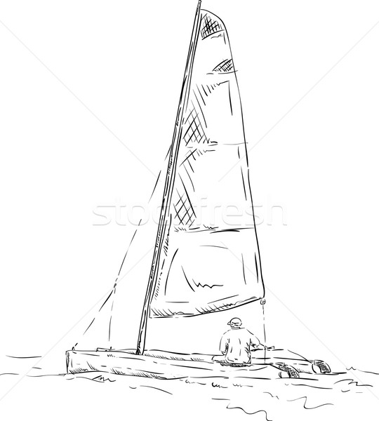 Catamarano vettore marinaio isolato uomo mare Foto d'archivio © pavelmidi