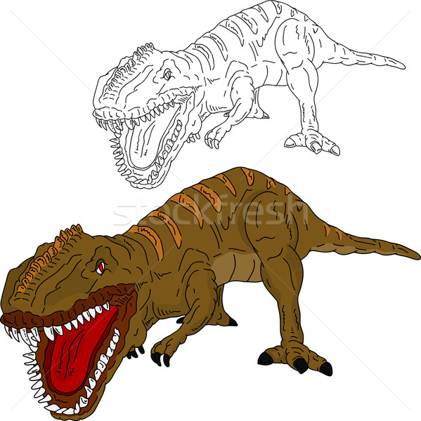 Dinosaurus aanval vector witte tand lijn Stockfoto © pavelmidi