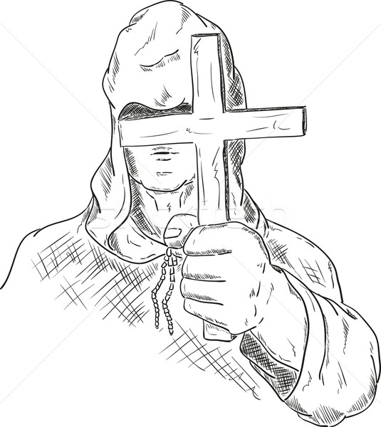 Monnik kruis vector hand man Stockfoto © pavelmidi