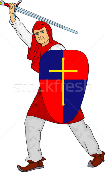 Cavaleiro vetor homem vermelho prato espada Foto stock © pavelmidi