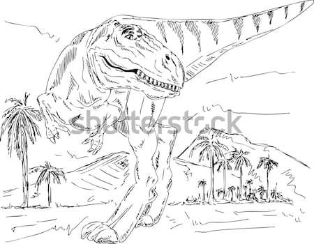 динозавр ходьбе вектора природы гор животного Сток-фото © pavelmidi