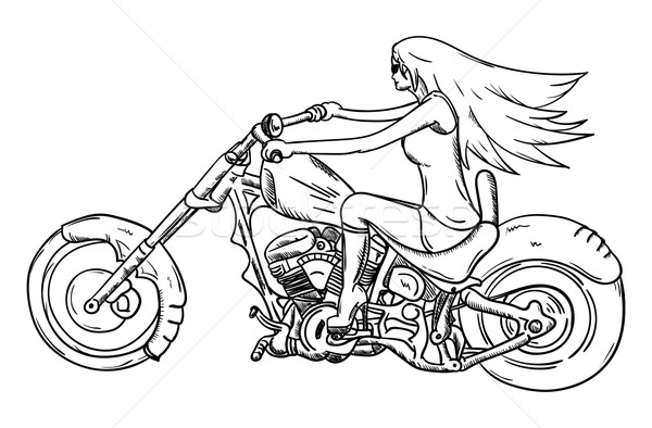 Girl on motor Stock photo © pavelmidi