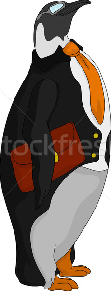 Pinguin oficial în picioare vector servietă ochelari Imagine de stoc © pavelmidi