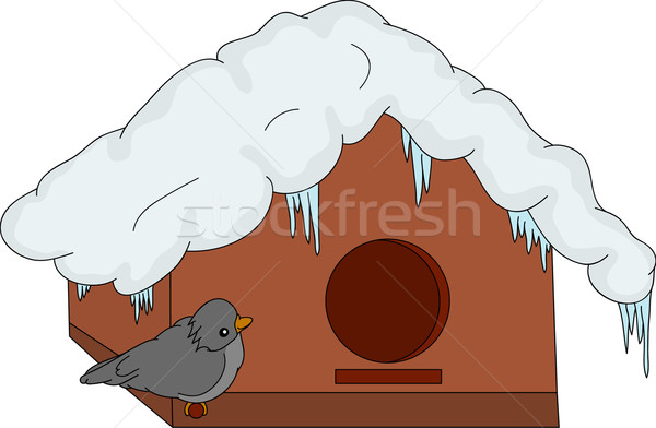 Pássaro vetor casa natureza casa neve Foto stock © pavelmidi