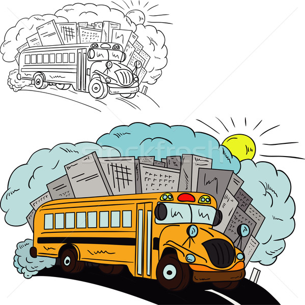 ônibus escolar vetor ônibus isolado escolas sol Foto stock © pavelmidi
