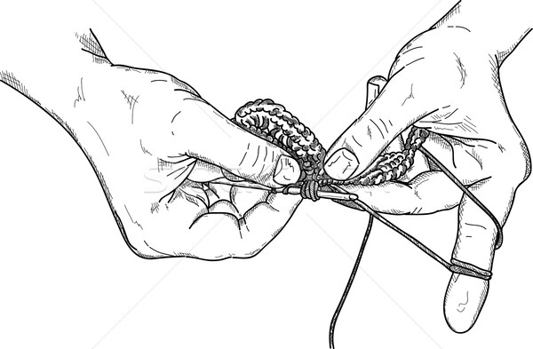вязанье рук вектора крюк рабочих изолированный Сток-фото © pavelmidi