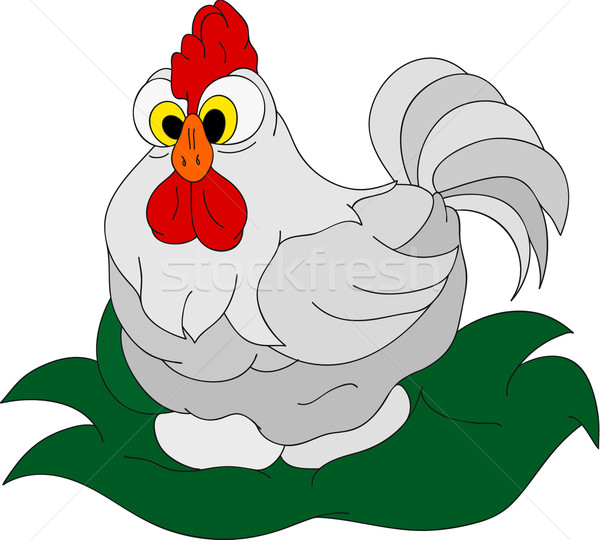 Сток-фото: курица · вектора · изолированный · весны · трава · яйцо
