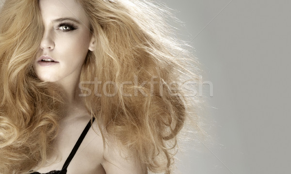 Közelkép portré vonzó szőke nő lány gyönyörű Stock fotó © PawelSierakowski