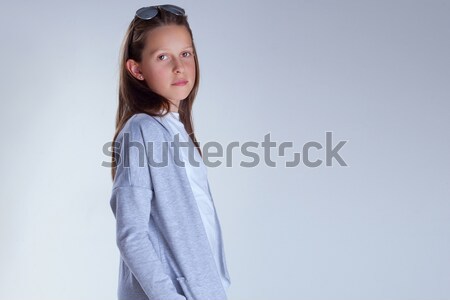 Jungen Teenager Mädchen posiert Mode Kleidung Stock foto © PawelSierakowski