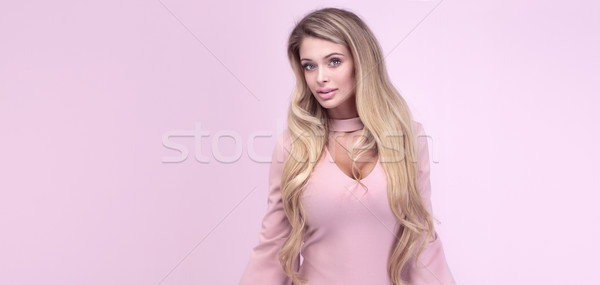 Blonde Frau posiert Kleid schöne Frau tragen Stock foto © PawelSierakowski