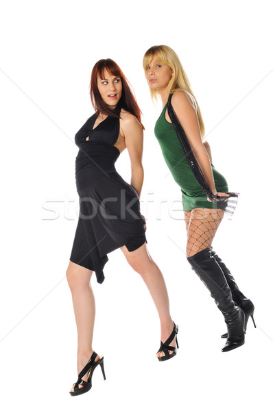Kettő barátok pózol együtt fehér nők Stock fotó © pdimages