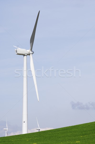 Stockfoto: Wind · energie · groene · weide · bewolkt · hemel