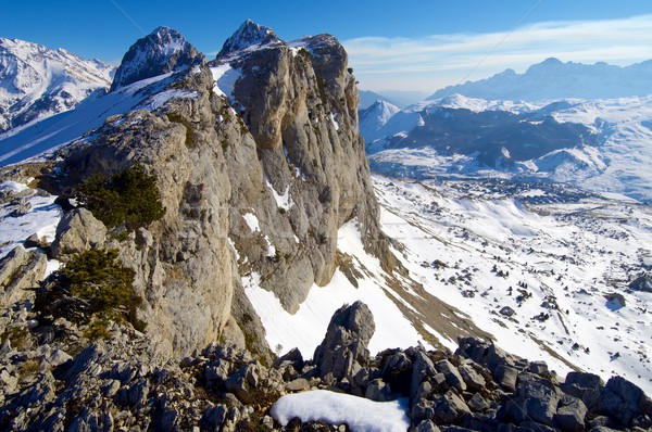 ピーク 谷 壁 風景 山 冬 ストックフォト © pedrosala