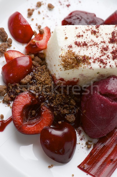Dessert kaas kersen wijn sorbet restaurant Stockfoto © pedrosala