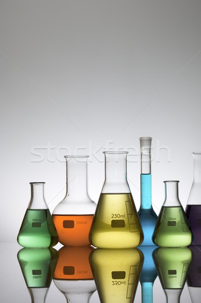 Labor Glasgeschirr weiß Hintergrund orange grünen Stock foto © pedrosala