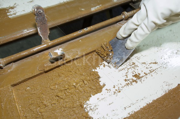 Helyreállítás fürdőkád gumi kesztyű kéz munka Stock fotó © pedrosala
