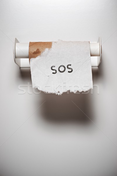 Sos mensagem banheiro papel limpar nota Foto stock © pedrosala