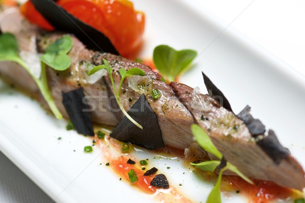 Atún típico pequeño blanco plato peces Foto stock © pedrosala