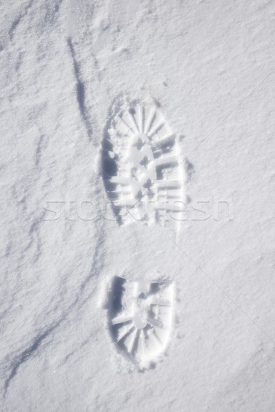 Voetafdruk boot print sneeuw berg sport Stockfoto © pedrosala