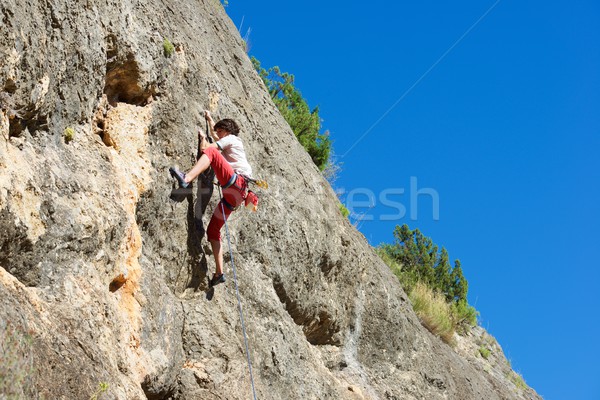 Klettern Spanien Sport Berg Ausübung Stein Stock foto © pedrosala