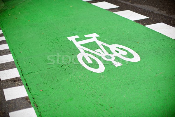 Foto stock: Bicicleta · assinar · pintado · rua · estrada