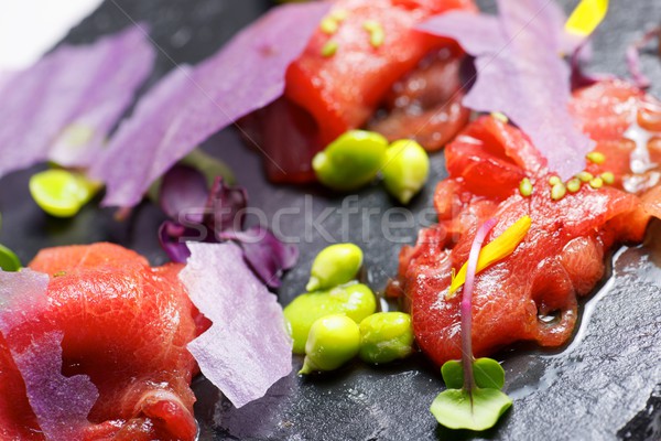 Rot Thunfisch Sashimi Essen Abendessen Stein Stock foto © pedrosala