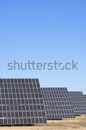 Gigant panouri solare Blue Sky tehnologie câmp Imagine de stoc © pedrosala