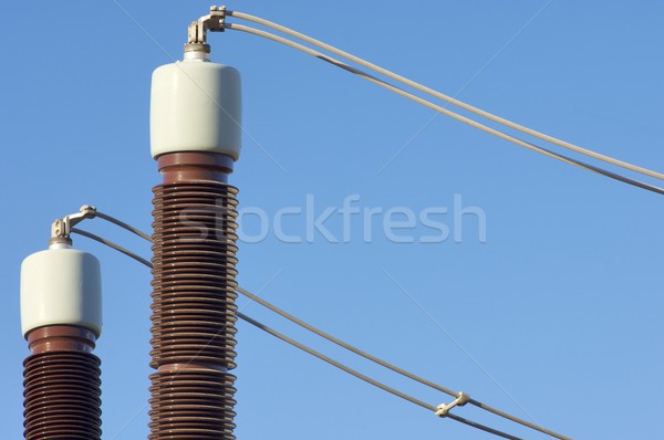Putere transformator detaliu peisaj industrial energie Imagine de stoc © pedrosala