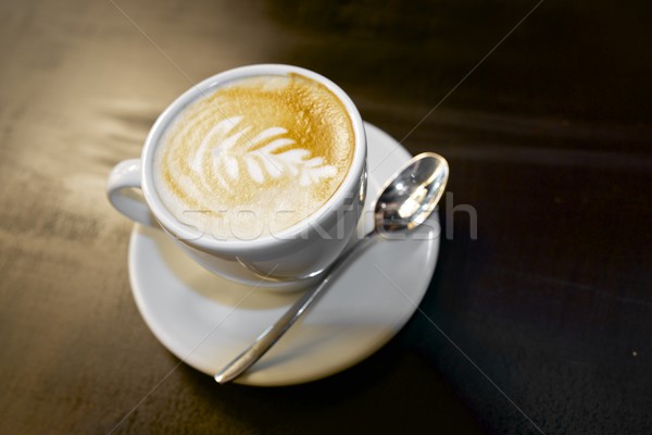 Kávé közelkép kávéscsésze sötét asztal étel Stock fotó © pedrosala