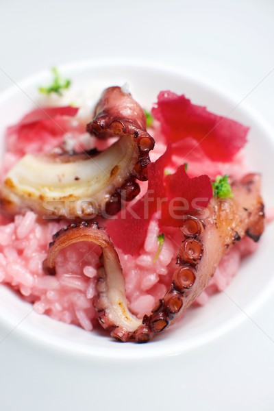 Pulpo risotto remolacha cerveza alimentos peces Foto stock © pedrosala