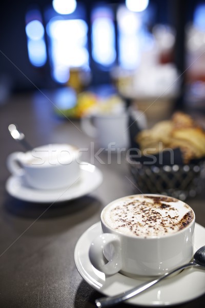 Kávé közelkép csésze croissantok étel háttér Stock fotó © pedrosala