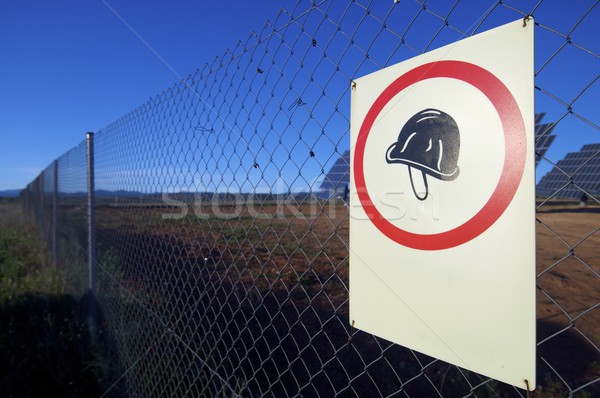 Casque affiche obligatoire métal signe bleu [[stock_photo]] © pedrosala