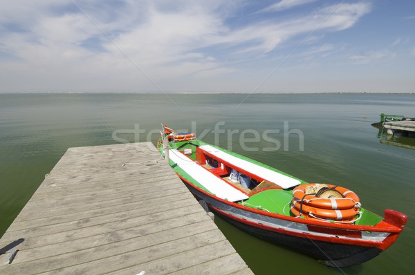 Pier houten boot meer Valencia Spanje Stockfoto © pedrosala