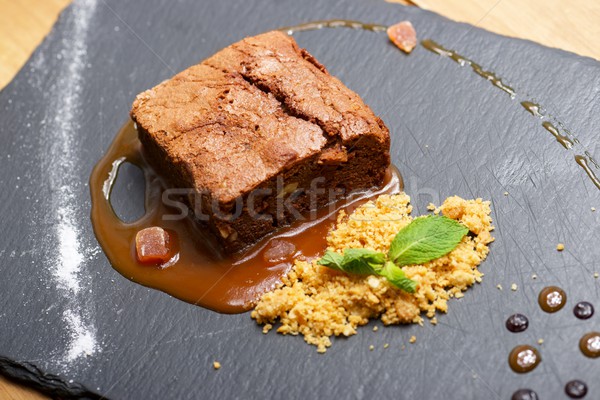 Bolo de chocolate chocolate cereais de comida folha Foto stock © pedrosala