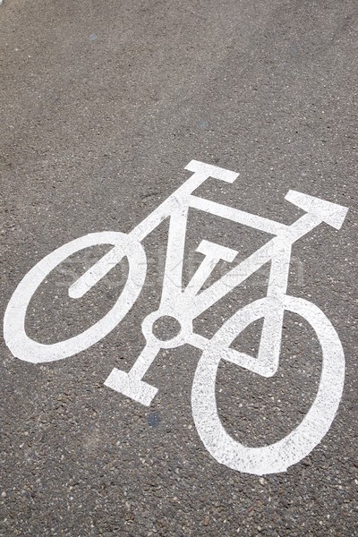 Foto stock: Sinalizar · ver · bicicleta · assinar · pintado