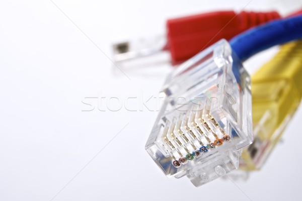 Ethernet kablolar grup bilgisayar beyaz ağ Stok fotoğraf © pedrosala