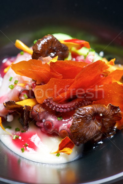 Foto stock: Polvo · cogumelos · prato · peixe · saúde