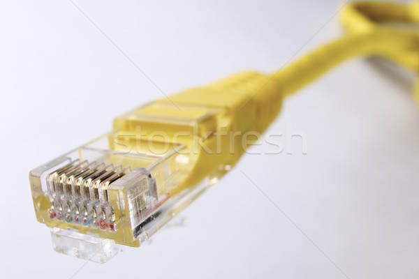 Ethernet żółty kabel komputera biały sieci Zdjęcia stock © pedrosala