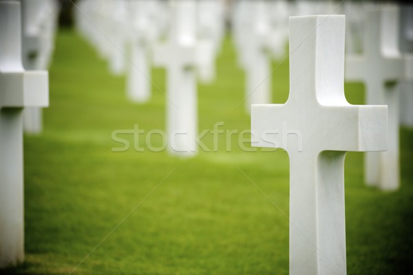Cimitero bianco attraversa americano spiaggia normandia Foto d'archivio © pedrosala